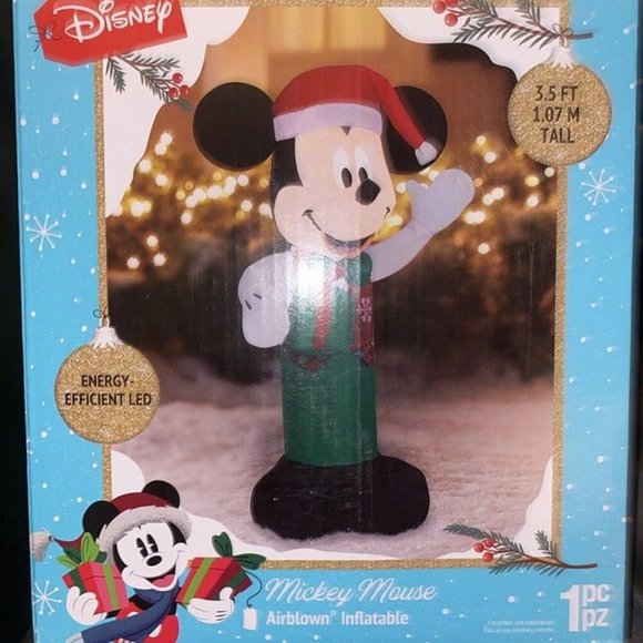 Gemmy Mickey Mouse Christmas Inflatable 3.5 Feet Lights Up Yard Decor - Picture 1 of 3